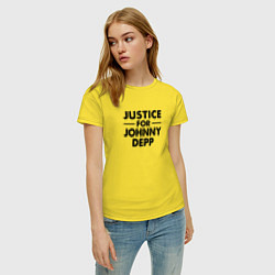 Футболка хлопковая женская Справедливость для Джонни Деппа, цвет: желтый — фото 2