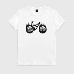 Футболка хлопковая женская Mtb enduro bike, цвет: белый