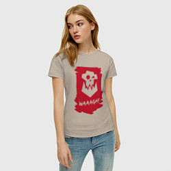 Футболка хлопковая женская Орочий Вааагх! Горка и Морка, цвет: миндальный — фото 2