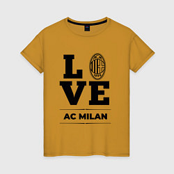 Футболка хлопковая женская AC Milan Love Классика, цвет: горчичный