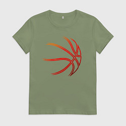 Футболка хлопковая женская Баскетбольный мяч оранж, цвет: авокадо