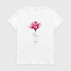 Футболка хлопковая женская Роза с надписью FAMILY, цвет: белый