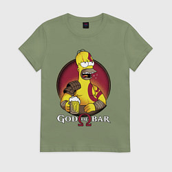Футболка хлопковая женская Homer god of bar, цвет: авокадо