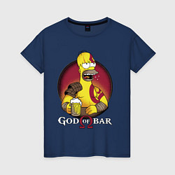 Футболка хлопковая женская Homer god of bar, цвет: тёмно-синий