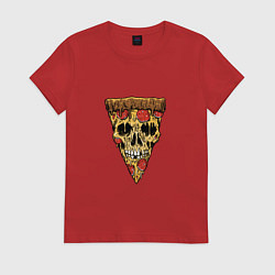 Футболка хлопковая женская Pizza - Skull, цвет: красный