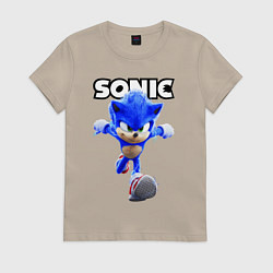 Футболка хлопковая женская Sonic the Hedgehog 2022, цвет: миндальный