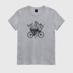 Футболка хлопковая женская Mountains bikes, цвет: меланж
