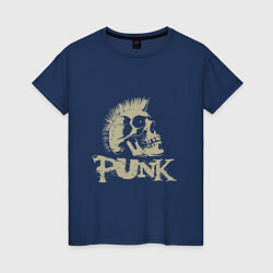 Футболка хлопковая женская Punk Skull, цвет: тёмно-синий