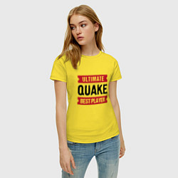 Футболка хлопковая женская Quake: таблички Ultimate и Best Player, цвет: желтый — фото 2