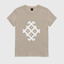 Футболка хлопковая женская Руна держава RUNES, цвет: миндальный