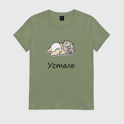 Футболка хлопковая женская Уставший Иноске Клинок, уничтожающий демонов, цвет: авокадо