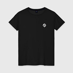 Футболка хлопковая женская Chaoseum White Logo спина, цвет: черный