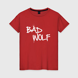 Футболка хлопковая женская Bad Wolf злой волк, цвет: красный