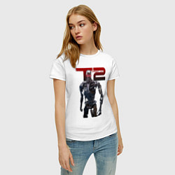 Футболка хлопковая женская Terminator 2 - T800, цвет: белый — фото 2