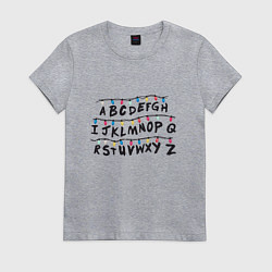 Футболка хлопковая женская STRANGER THINGS ALPHABET, цвет: меланж