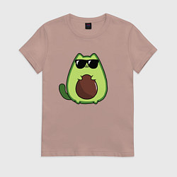Футболка хлопковая женская Avo cat o в очках, цвет: пыльно-розовый