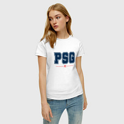Футболка хлопковая женская PSG FC Classic, цвет: белый — фото 2