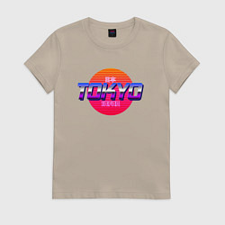 Футболка хлопковая женская Retrowave Tokyo, цвет: миндальный