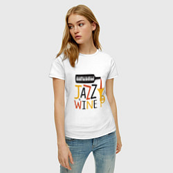 Футболка хлопковая женская Jazz & Wine, цвет: белый — фото 2