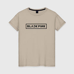 Футболка хлопковая женская BLACKPINK LOGO, цвет: миндальный