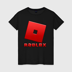 Футболка хлопковая женская ROBLOX логотип красный градиент, цвет: черный
