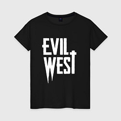 Футболка хлопковая женская Evil west logo, цвет: черный