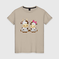 Женская футболка Влюбленные бычок и корова