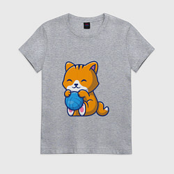 Футболка хлопковая женская Рыженький котик, цвет: меланж