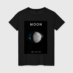 Футболка хлопковая женская Moon Луна Space collections, цвет: черный