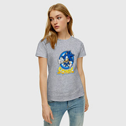 Футболка хлопковая женская SONIC 2D, цвет: меланж — фото 2