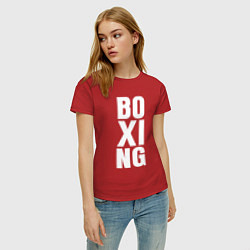 Футболка хлопковая женская Boxing classic, цвет: красный — фото 2
