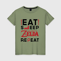 Женская футболка Надпись: Eat Sleep Zelda Repeat
