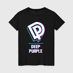 Футболка хлопковая женская Deep Purple Glitch Rock, цвет: черный
