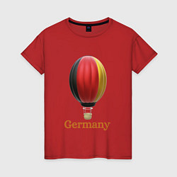 Футболка хлопковая женская 3d aerostat German flag, цвет: красный