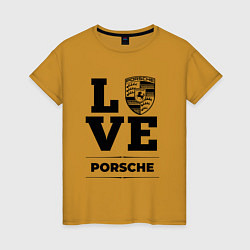 Футболка хлопковая женская Porsche Love Classic, цвет: горчичный