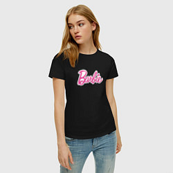 Футболка хлопковая женская Barbie logo, цвет: черный — фото 2