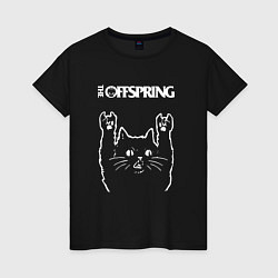 Футболка хлопковая женская The Offspring Рок кот, цвет: черный