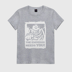Футболка хлопковая женская Император нуждается в тебе! Белый постер, цвет: меланж