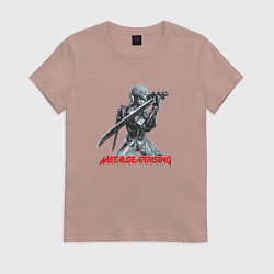 Футболка хлопковая женская Райден из Metal Gear Rising с мечом, цвет: пыльно-розовый