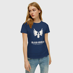 Футболка хлопковая женская Кровавые ангелы лого винтаж, цвет: тёмно-синий — фото 2