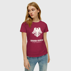 Футболка хлопковая женская Гвардия ворона лого винтаж, цвет: маджента — фото 2