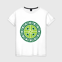 Футболка хлопковая женская Кельтский щит (руна), цвет: белый