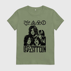Футболка хлопковая женская Led Zeppelin Black, цвет: авокадо