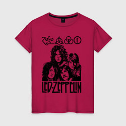 Футболка хлопковая женская Led Zeppelin Black, цвет: маджента