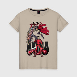 Футболка хлопковая женская Akira anime, цвет: миндальный