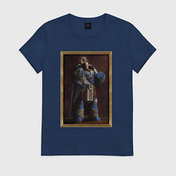 Футболка хлопковая женская Портрет Робаута Жиллимана в раме, цвет: тёмно-синий