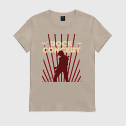 Футболка хлопковая женская Рок Концерт, цвет: миндальный