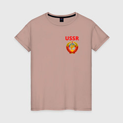 Футболка хлопковая женская USSR логотип, цвет: пыльно-розовый