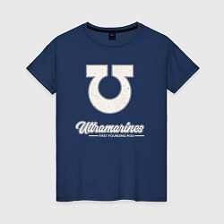 Футболка хлопковая женская Ультрамарины винтаж лого, цвет: тёмно-синий