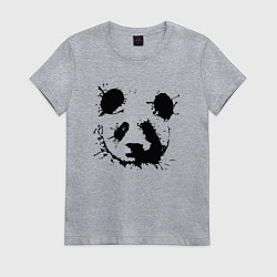 Футболка хлопковая женская Прикольный панда - клякса, цвет: меланж